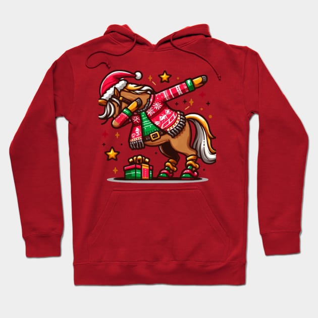 Dabbin' Through the Holidays: Plaid Horse Christmas T-Shirt Hoodie by Imaginate